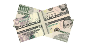 MAGIC MISMADE BILL (USD 5 Dollar Bill) by Diamond Jim Tyler Magisches Falschgeld 5 Dollar Schein