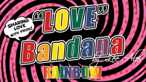 Love Bandana - Rainbow by Lee Alex Regenbogen Bandana mit Kaugummiduft fängt Konfetti Herzen auf