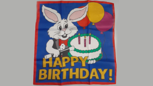 Happy Birthday Silk (36 in) by Ginn and Goshman Tuch Hase 90 x 90 cm Geburtstag
