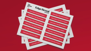 Edge Reveal (RED Suits) by The Sleight Co Aufkleber Vorhersage für Kartenschachtel 4 Bögen rot