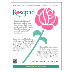 The Rose Pad (complete kit) by Martin Lewis gezeichnete schwarze Rose wird bunt
