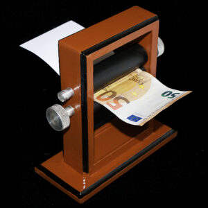 Gelddruckmaschine groß aus Holz Geld drucken Money Printer Big